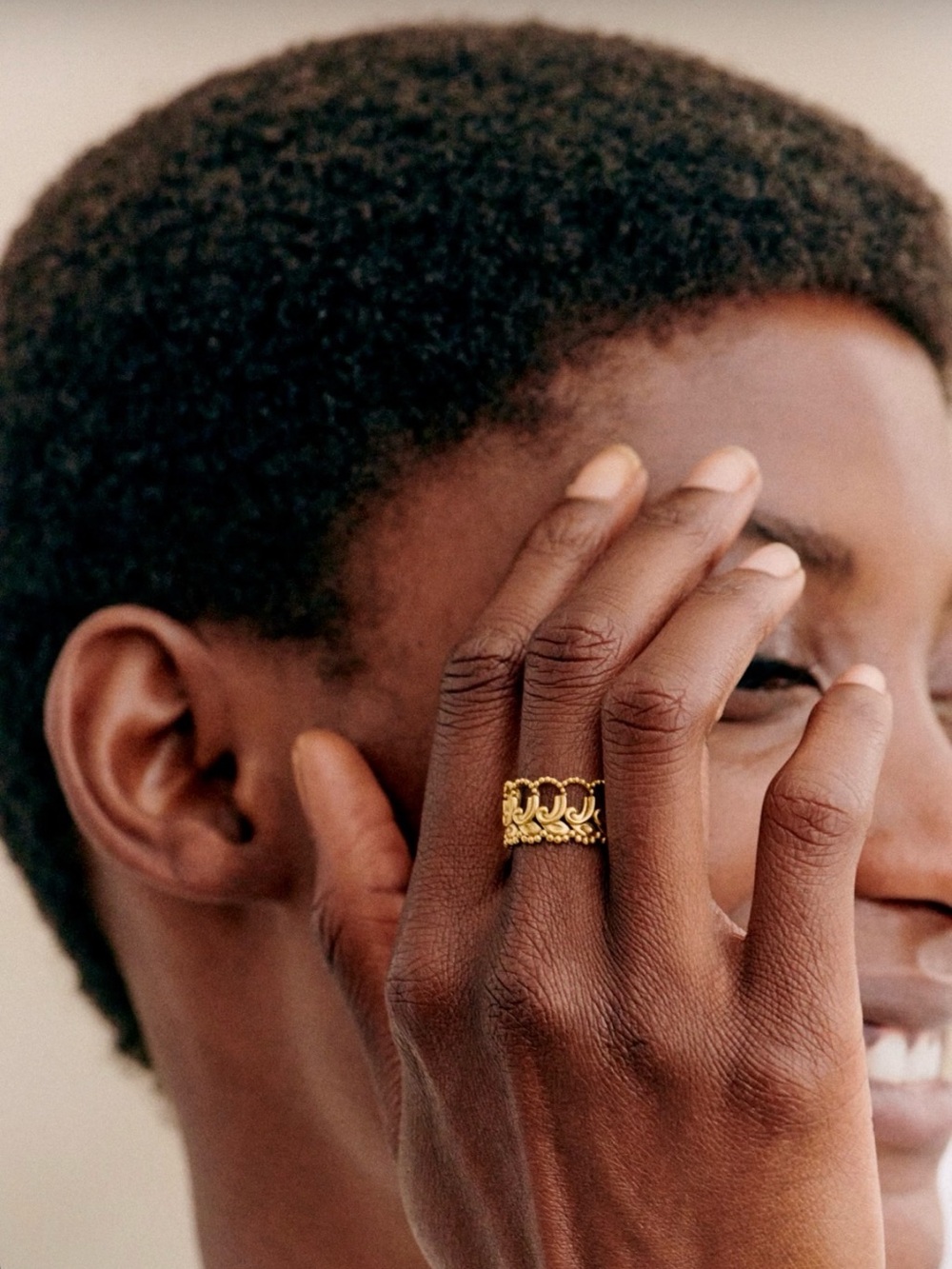 NIB Sezane lace Gold Chain-Link Statement Ring - Women Jewelry